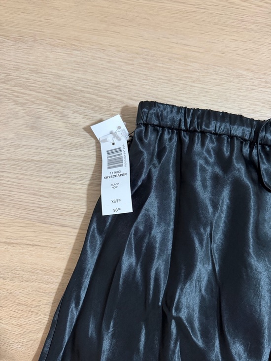 Aritzia Black Satin Maxi Skirt with Drawstring Waist - Picture 2 of 2